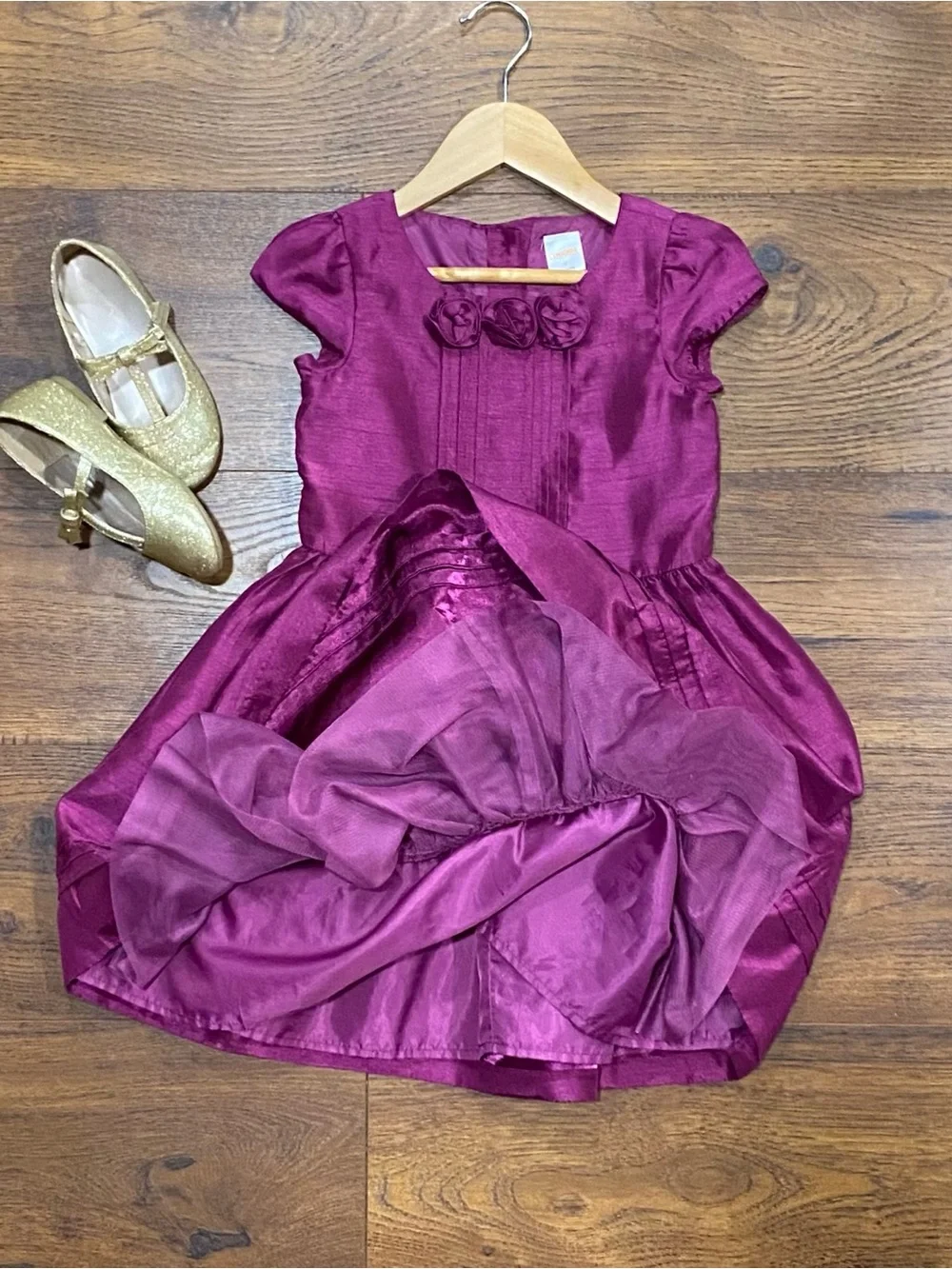 Gymboree Girls ‘Plum Party’ Dress with Rosette Trim Size 4